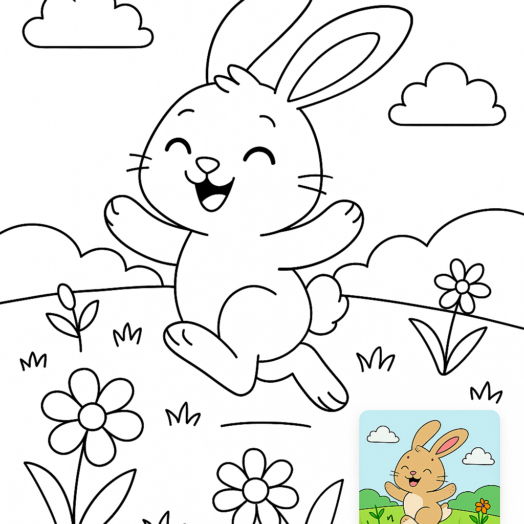 Bunny Adventures: Fun and Engaging Coloring Page