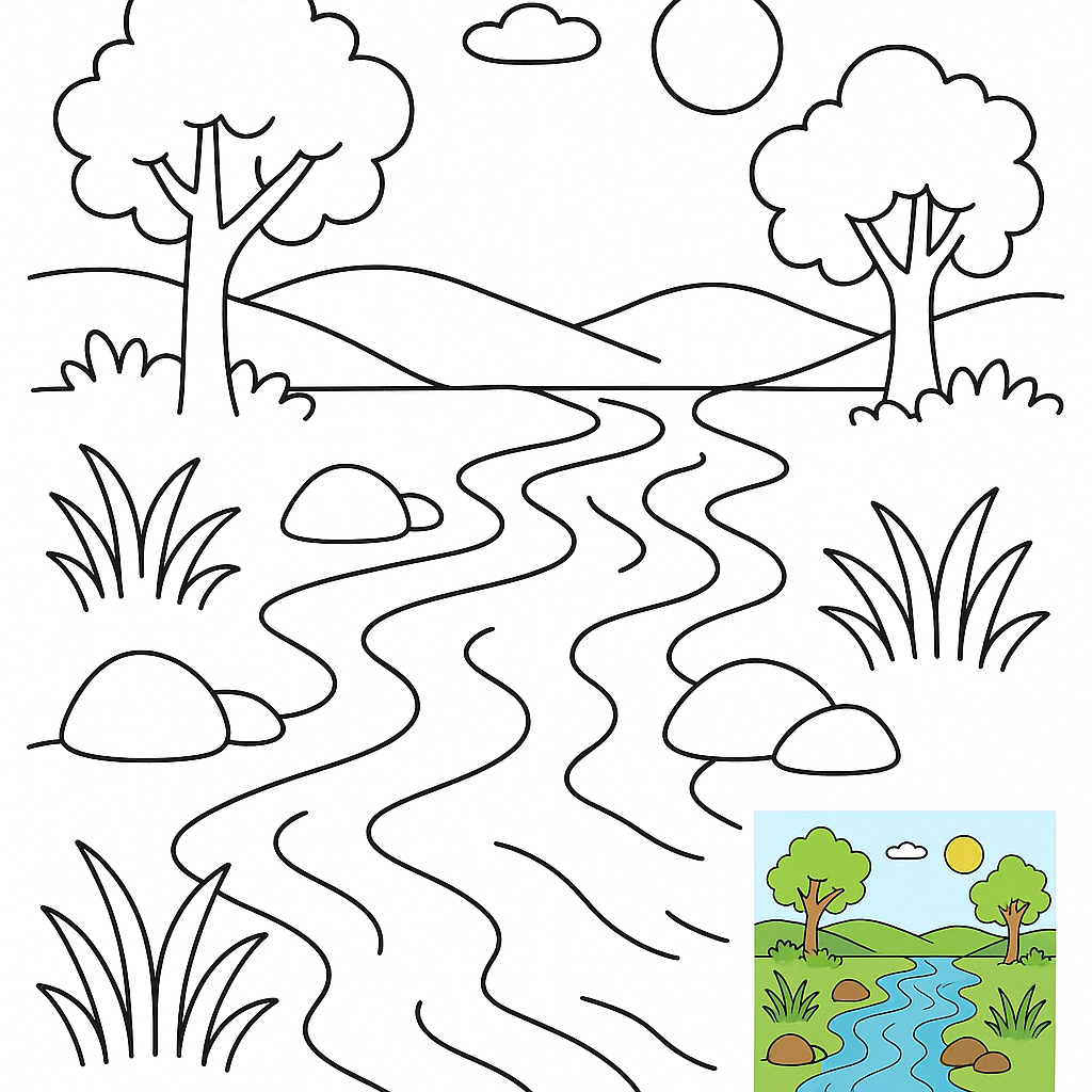 Calming River Coloring Page