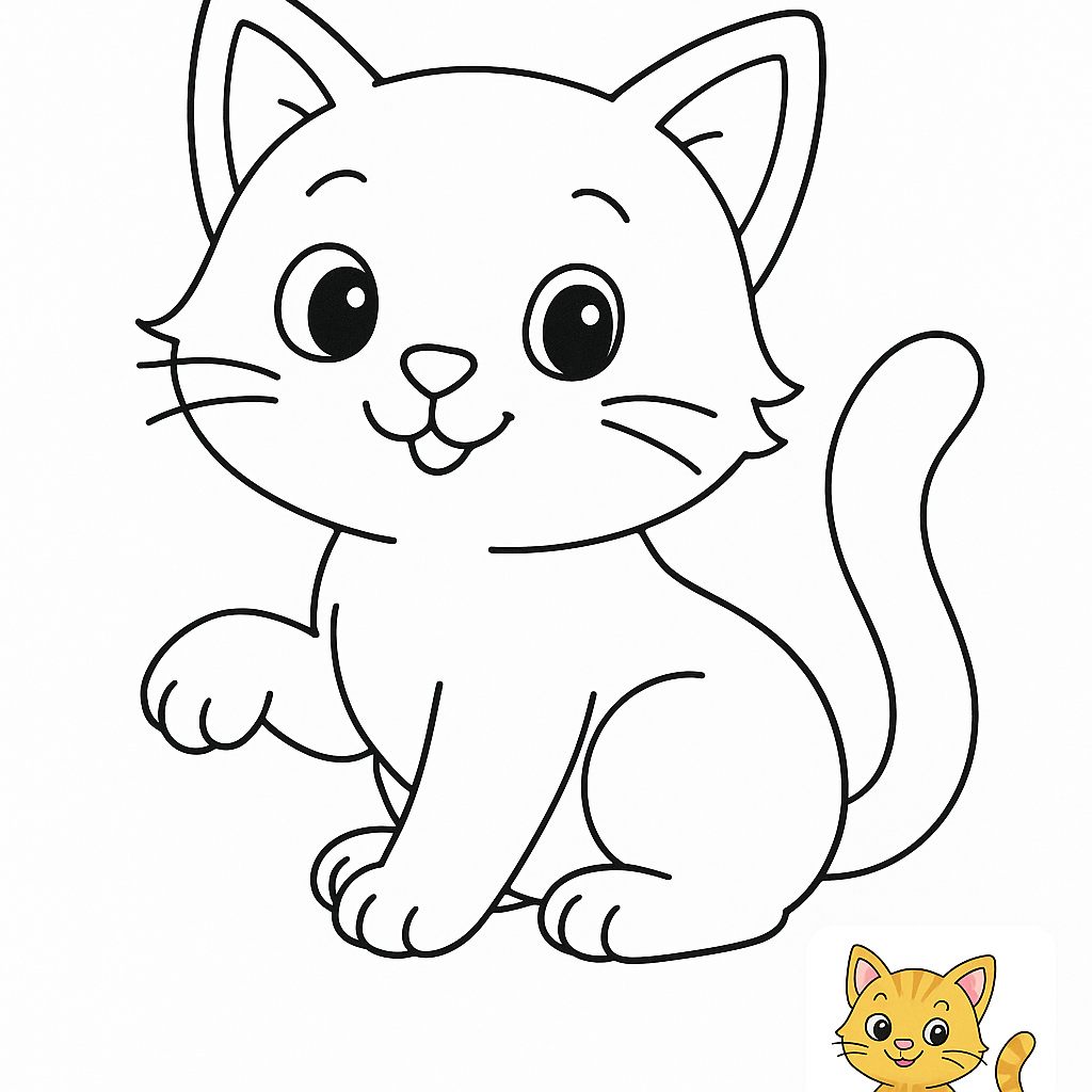 Cute Kitten Coloring Page