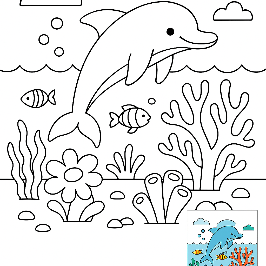 Dive into the Ocean: Coloring Page