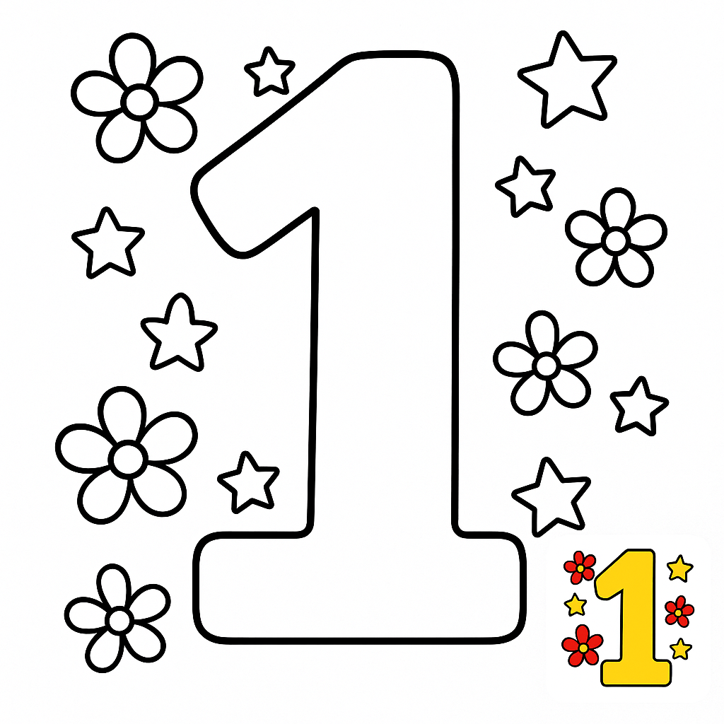 Engaging Educational Number 1 Coloring Page for Learning