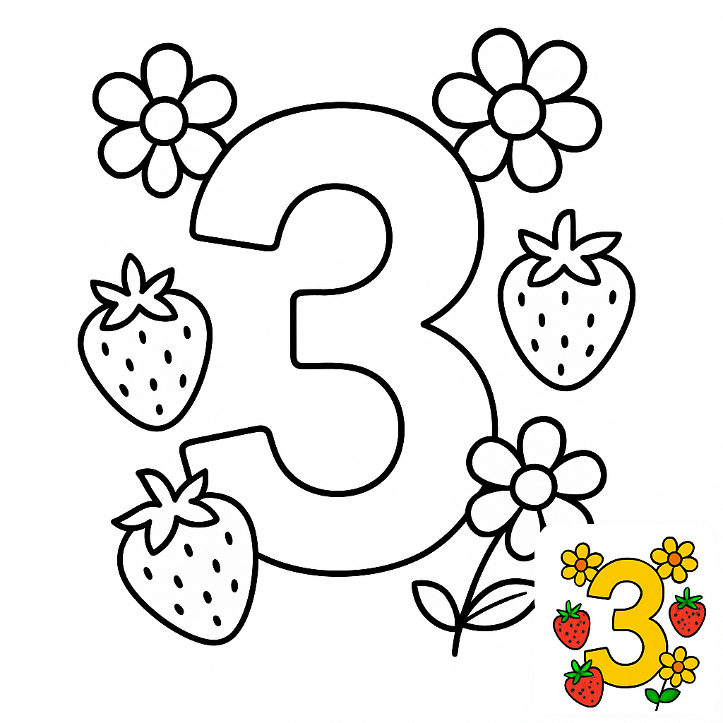 Exciting Educational Number 3 Coloring Page for Learning