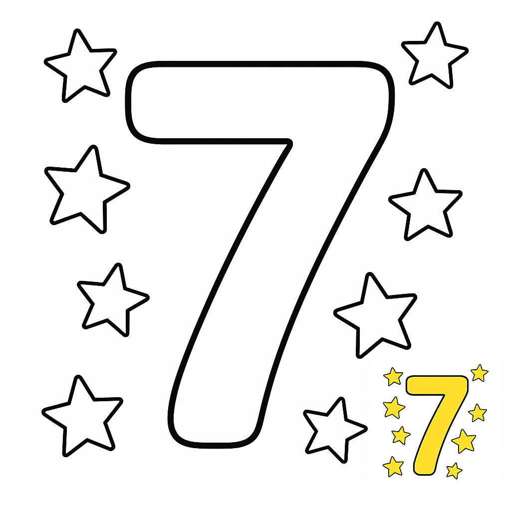 Exciting Educational Number 7 Coloring Page for Learning