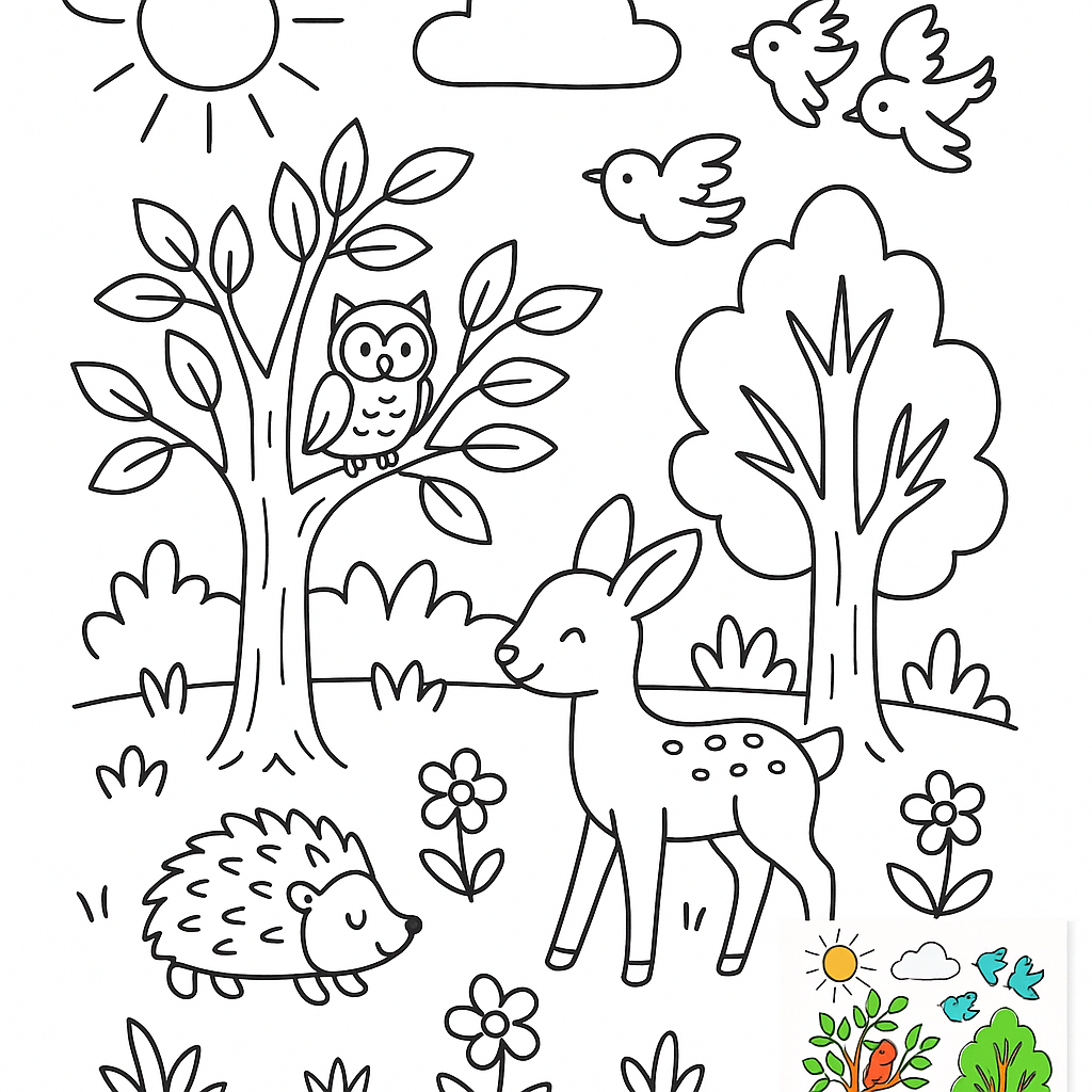Explore the Magic of the Forest: A Coloring Page