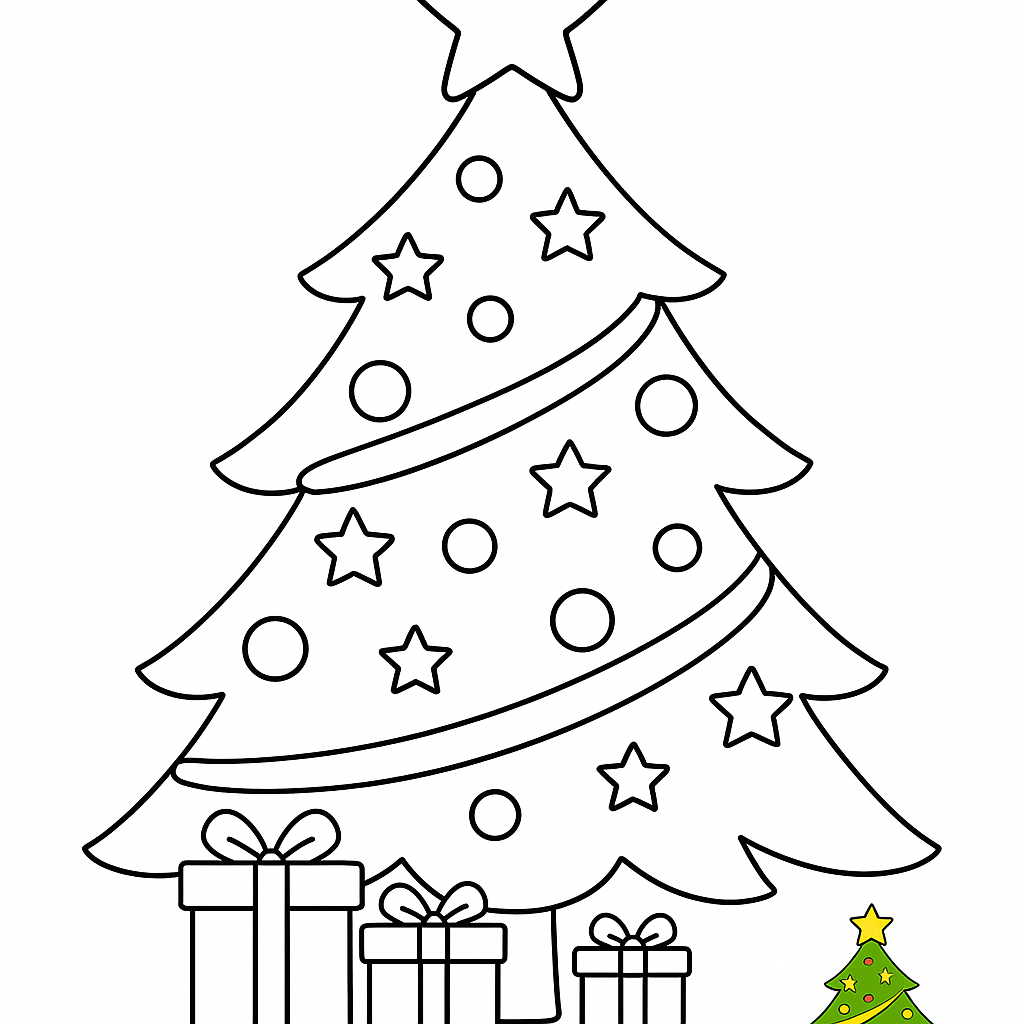 Festive Christmas Tree Coloring Page