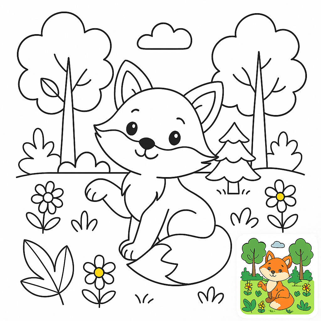 Frolic with Foxes Coloring Page