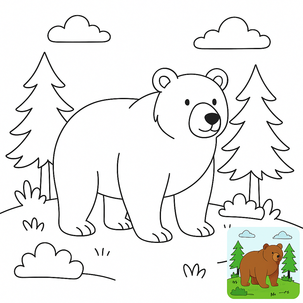 Majestic Brown Bear Coloring Page