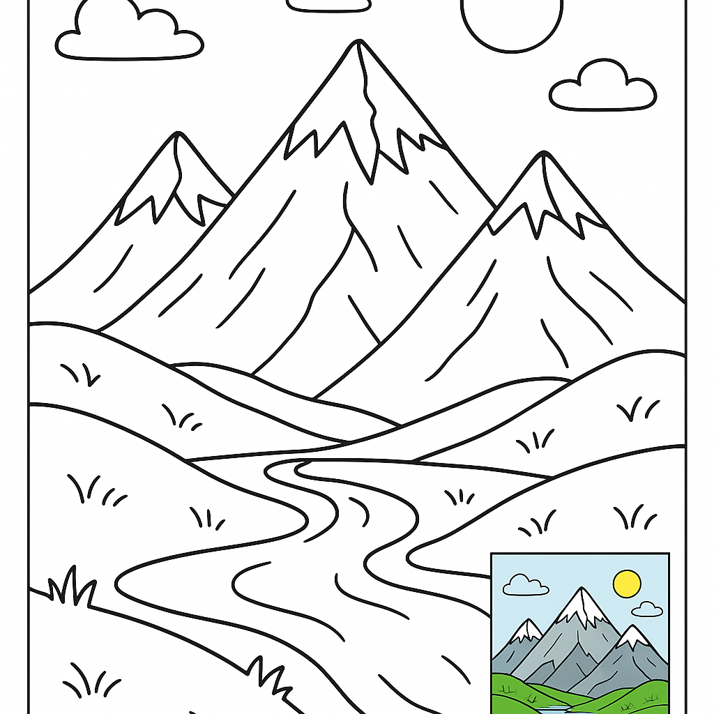 Majestic Mountain Coloring Page