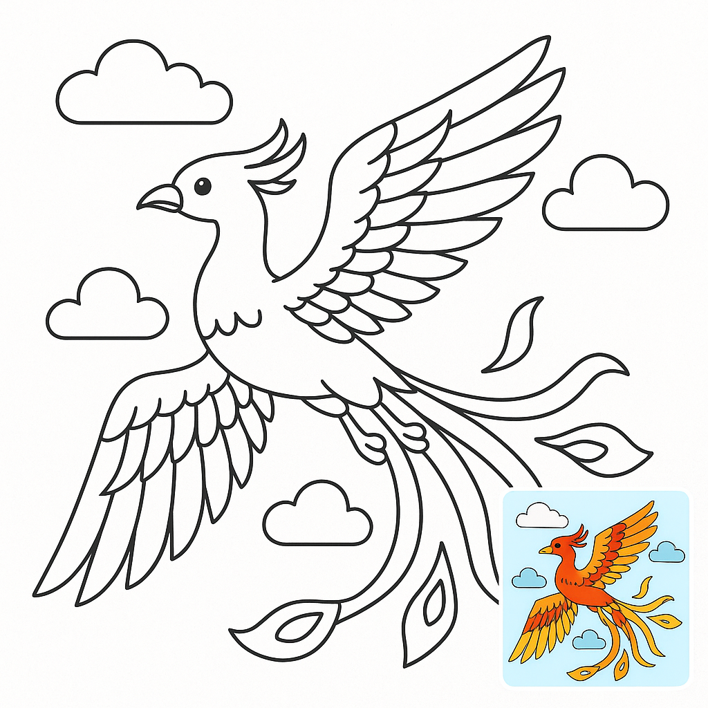 Majestic Phoenix Coloring Page