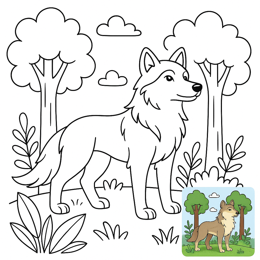 Majestic Wolf Coloring Page