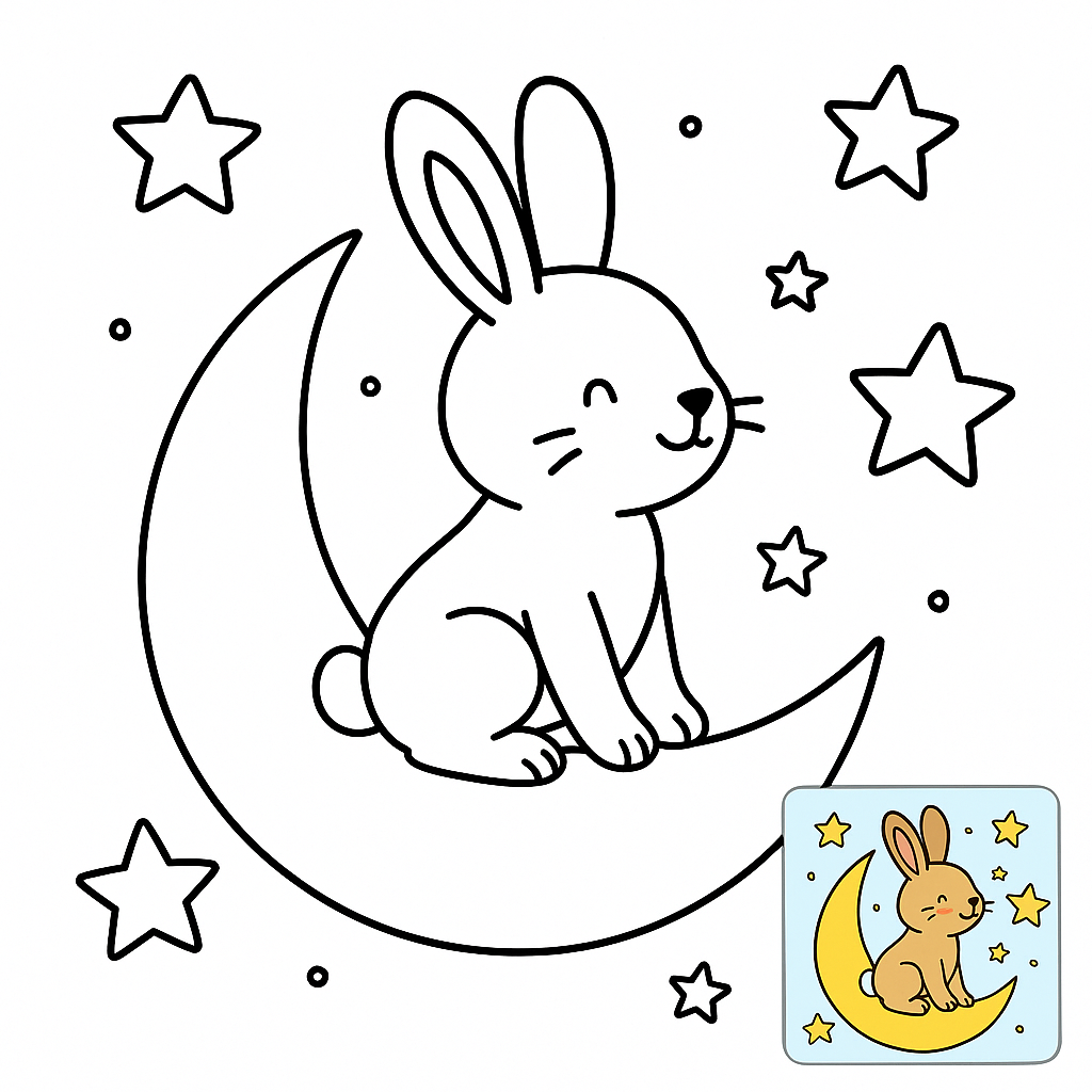 Moon Bunny Coloring Page: Discover a Magical Night