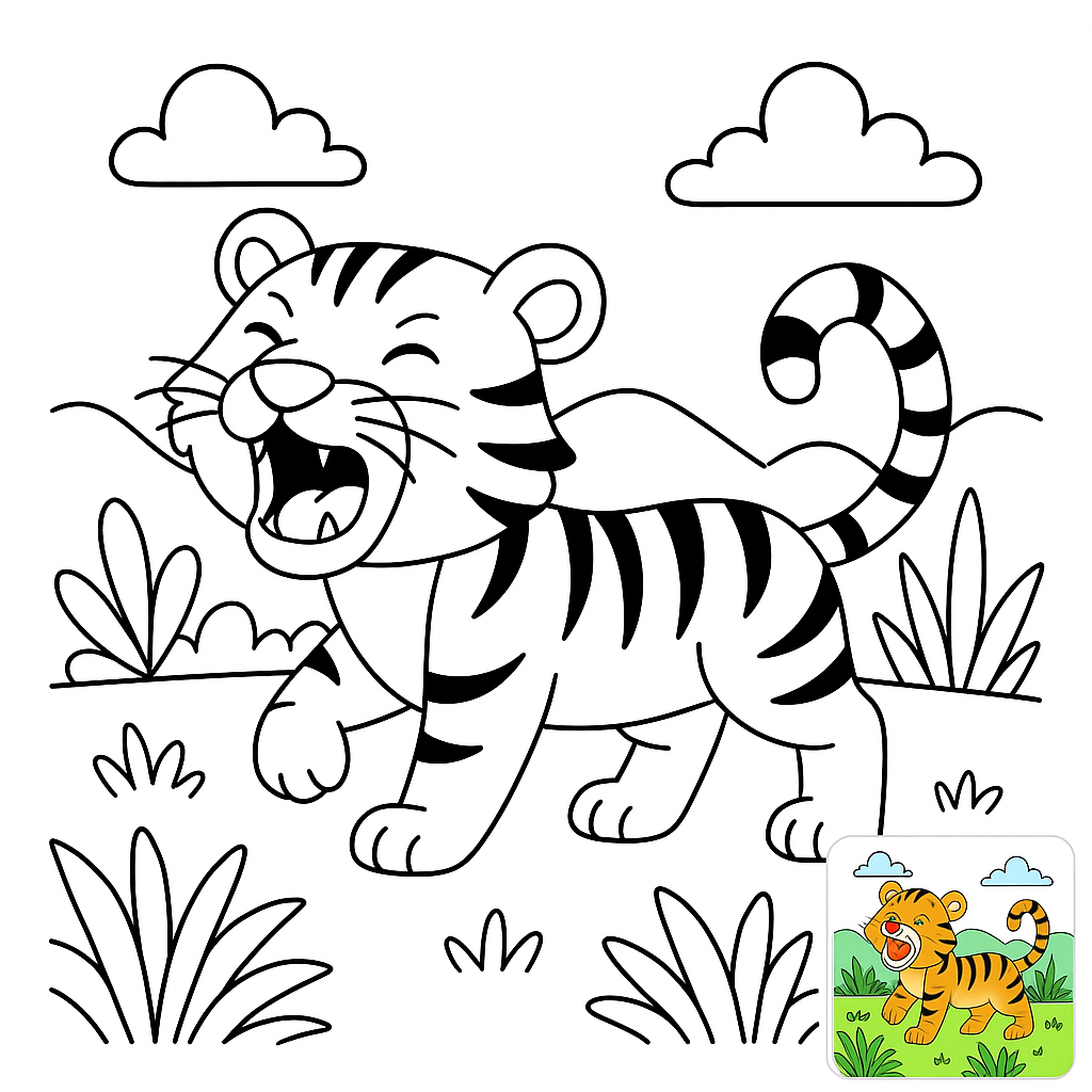 Roarrr-ing Tiger Coloring Page