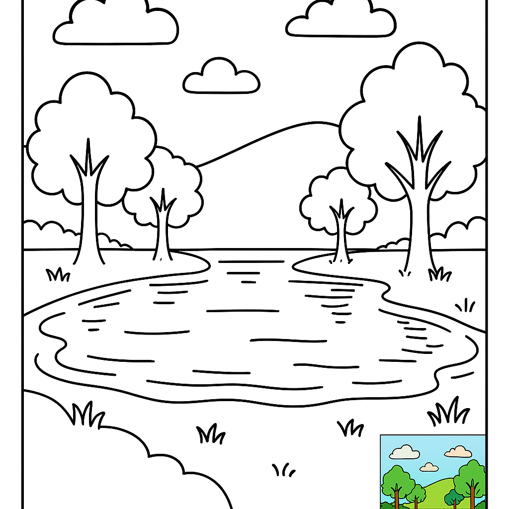 Serene Lake Coloring Page