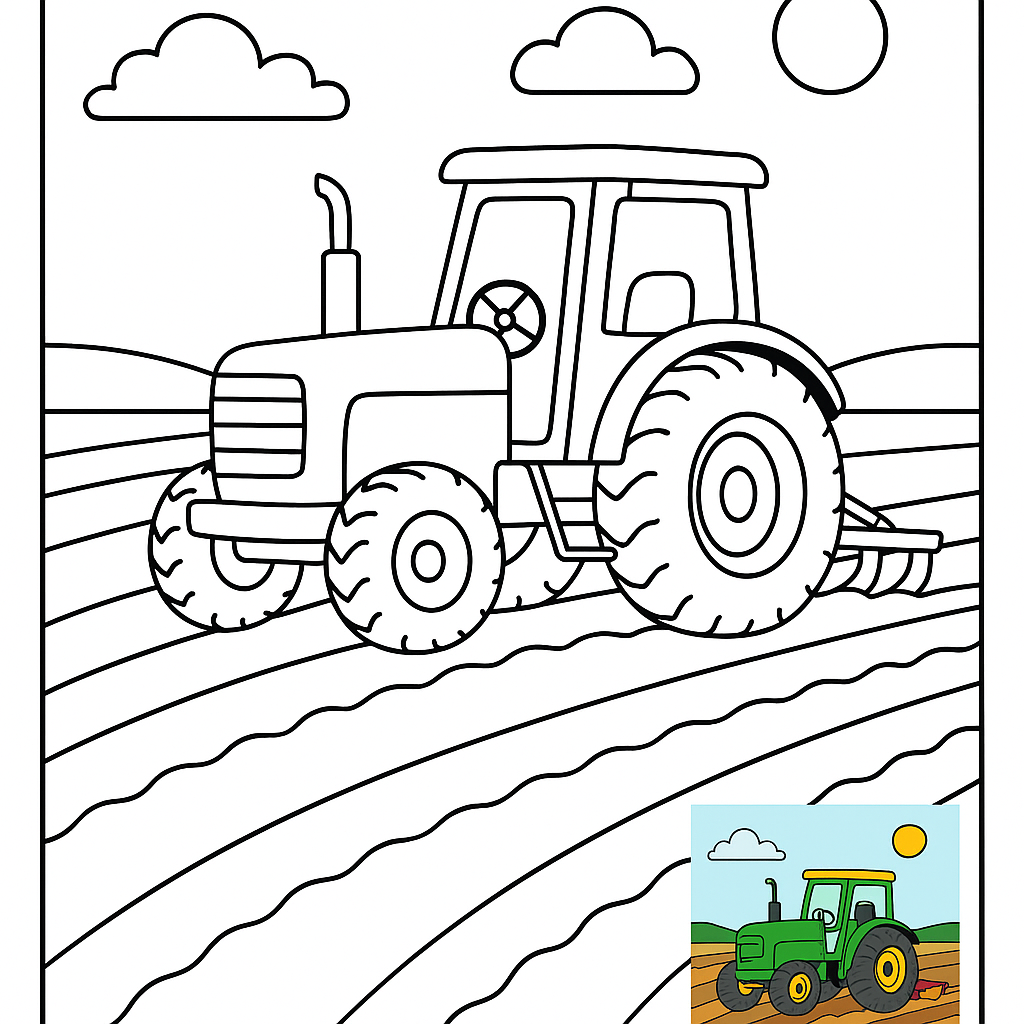 Tranquil Tractor Coloring Page