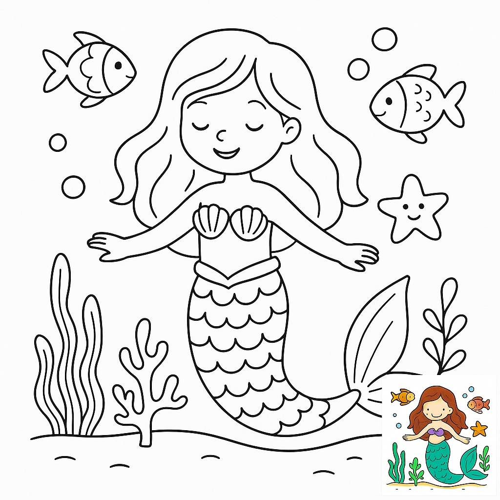 Underwater Adventure: Mermaid Coloring Page