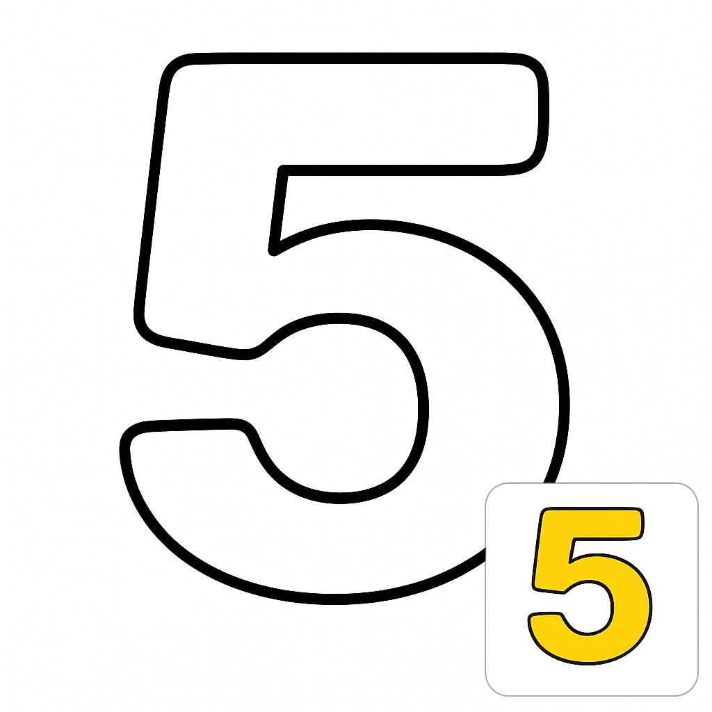 Vibrant Educational Number 5 Coloring Page for Learning