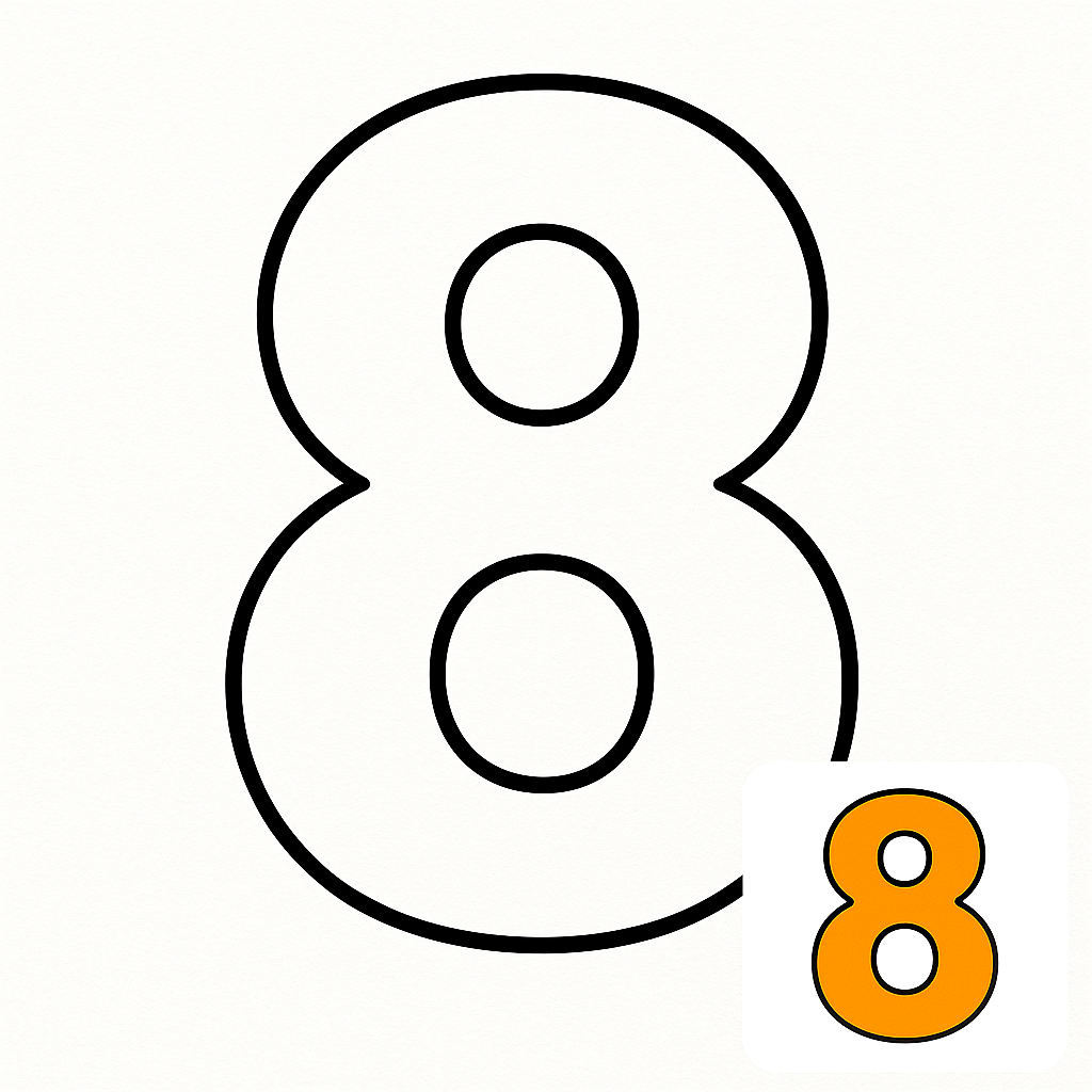 Vibrant Educational Number 8 Coloring Page for Learning