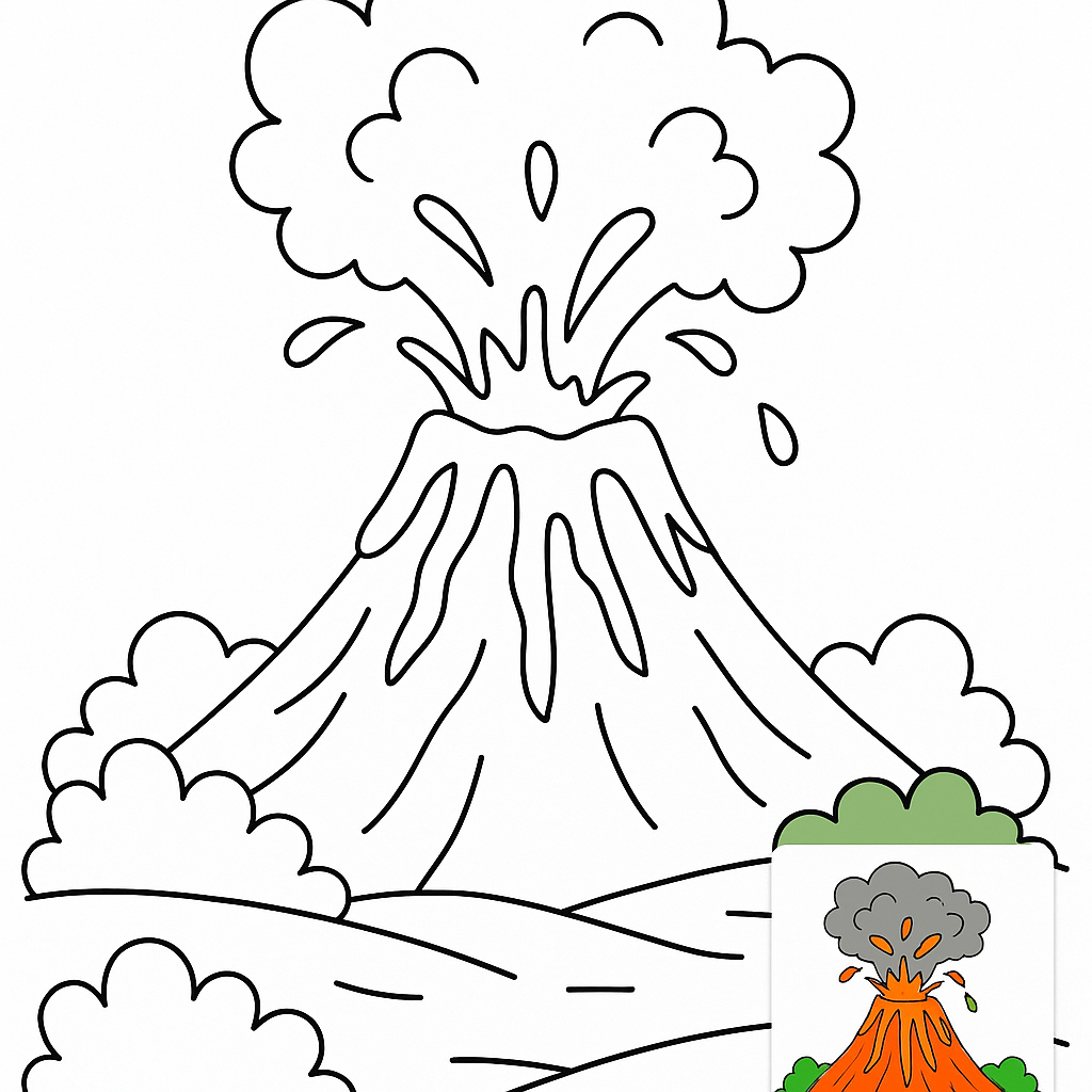 Volcano Coloring Page