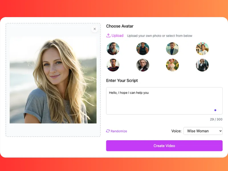 An image shows the generation of talking photos from still images