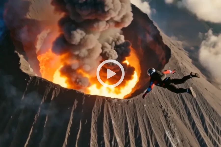A skydiving video created with Genie 3