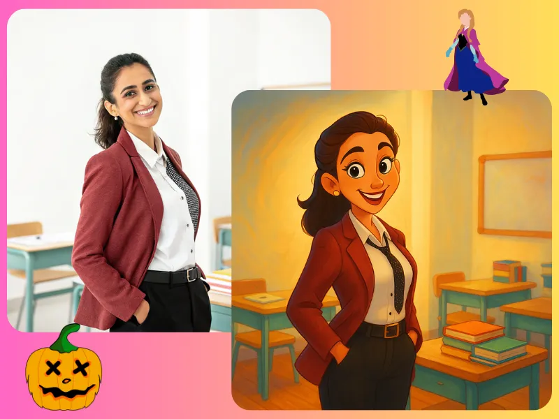 A woman is using a Disney filter to create a Disney-style photo of herself