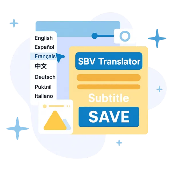 Illustration showing how translating SBV files helps reach a global audience.